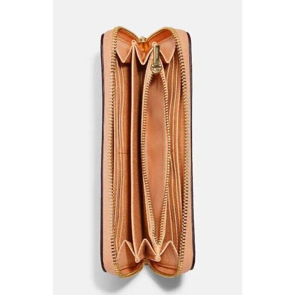 New Coach C3441 Long Zip Around Crossgrain Leather Wallet Faded Blush - Picture 2 of 3